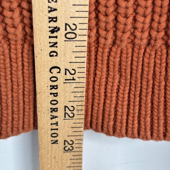 Everlane Texture Cotton Crop Cardigan L Cider Orange Chunky Ribbed Boxy Minimal - Picture 9 of 13